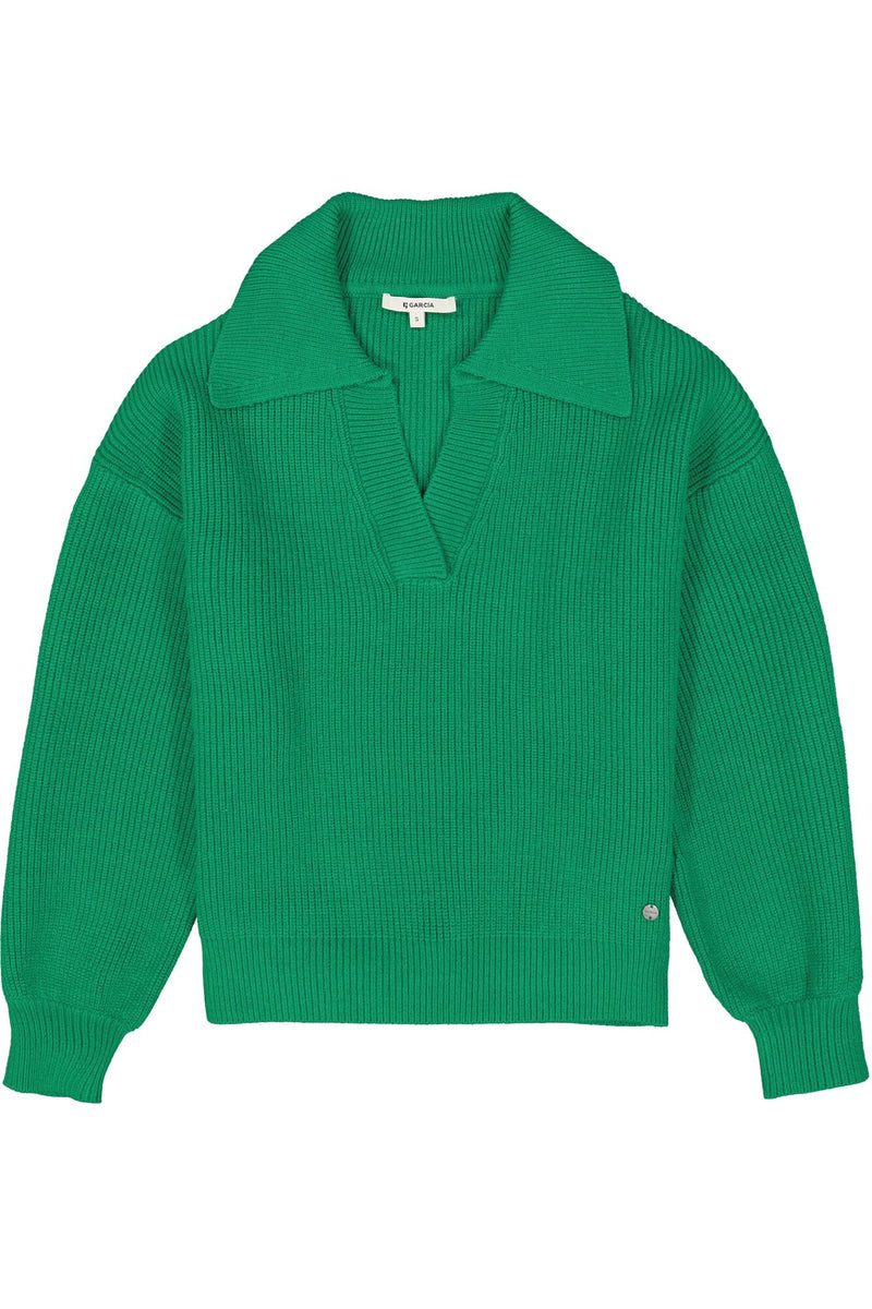 Garcia Jolly Green Knitted Polo Jumper, I30041
