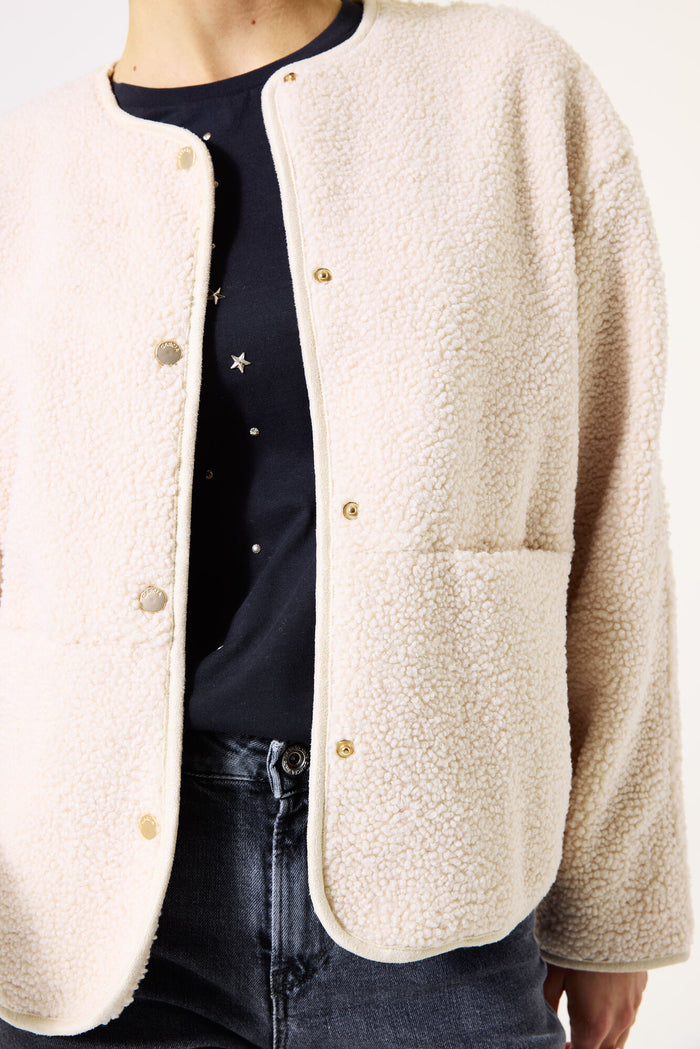 Garcia Cream Supersoft Fleece Teddy Oversized Jacket, I50297