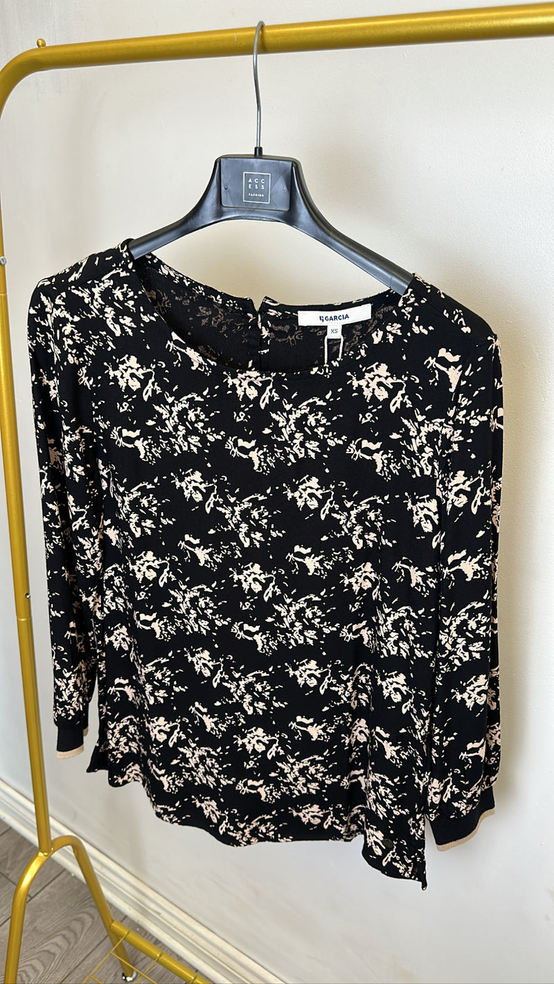 Garcia Black Floral Sports Luxe Top