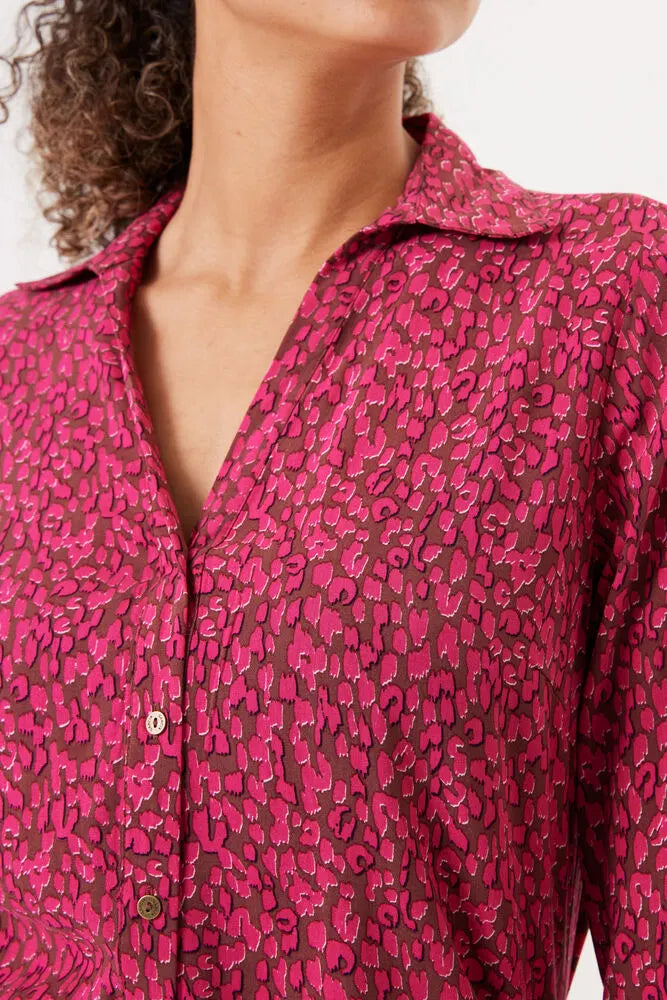 Garcia Cherry Pink Abstract Printed Shirt, L30230