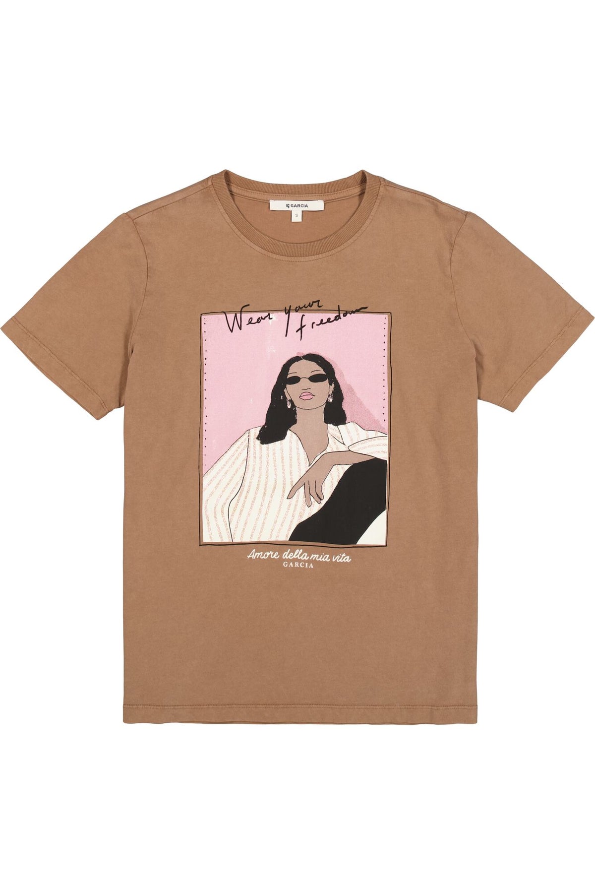 Garcia Soft Taupe Printed Front T-Shirt, N260203