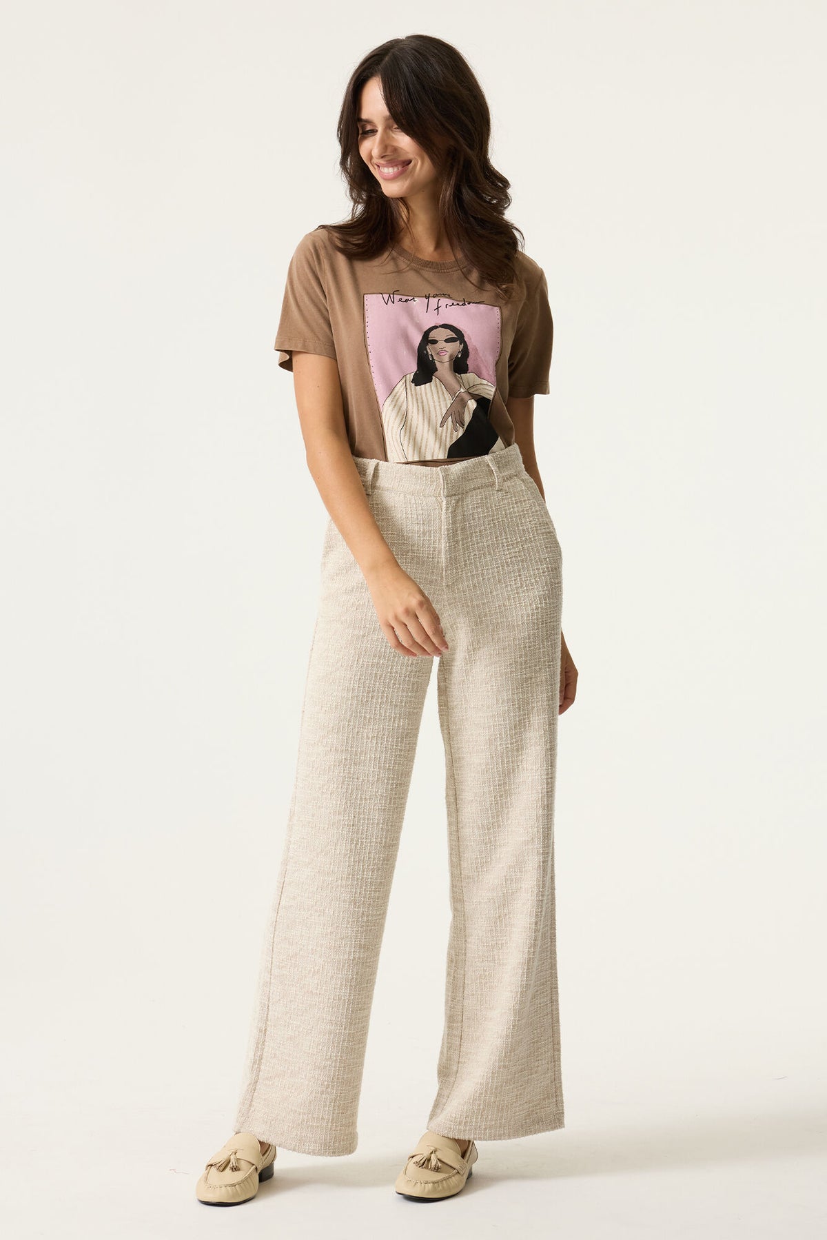 Garcia Soft Taupe Printed Front T-Shirt, N260203