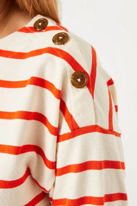 Garcia Manderin Red Stripe Button Sweatshirt Top, N40260