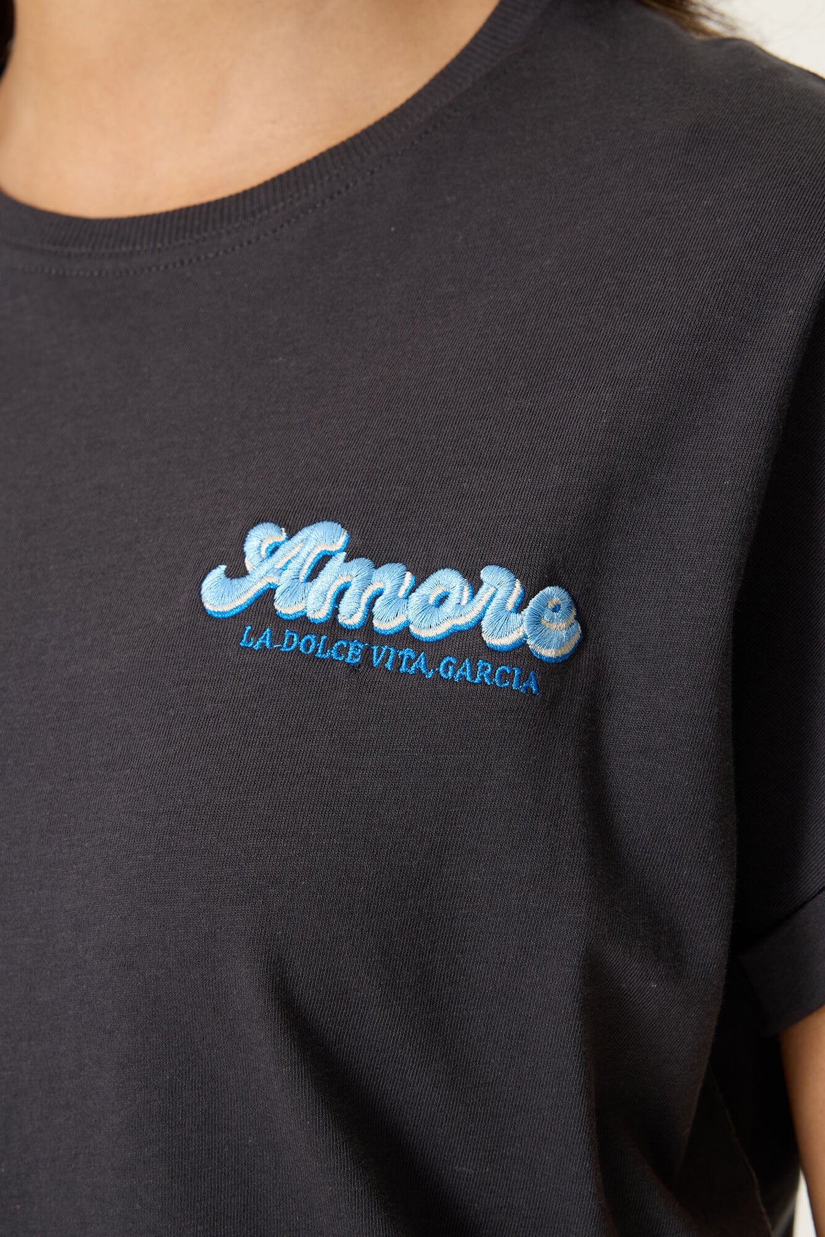 Garcia Anthracite Grey 'Amore' Logo T-Shirt, O260001