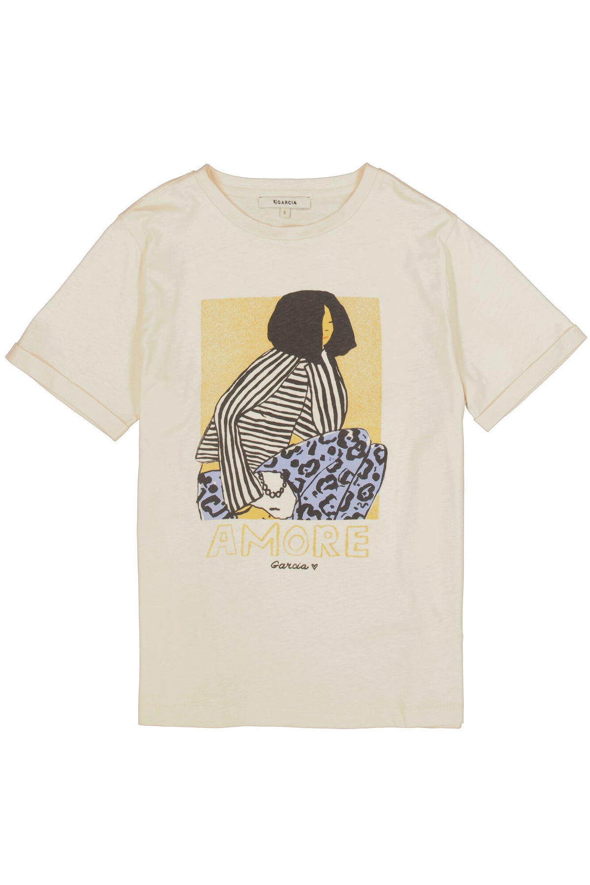 Garcia Cream Printed Front T-Shirt, O260006