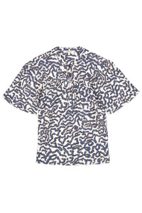 Garcia Summer Cobalt Abstract Printed Tie Neck Blouse, O260032