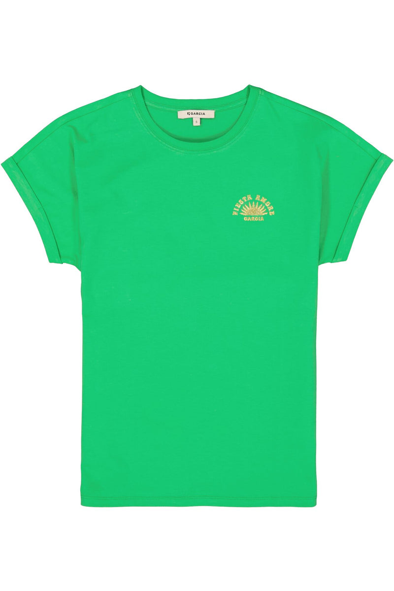 Garcia Festive Green T-Shirt with Gold Embroidered Logo, P40206