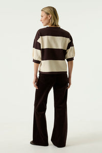 Garcia Hazel Bloom/Cream Striped Fleece Lined Oversized Sweatshirt, T260261