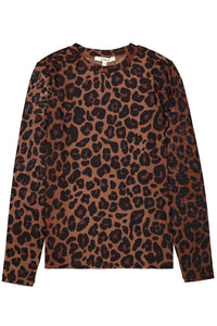 Garcia Black Leopard Mesh Long Sleeve Top, U260011