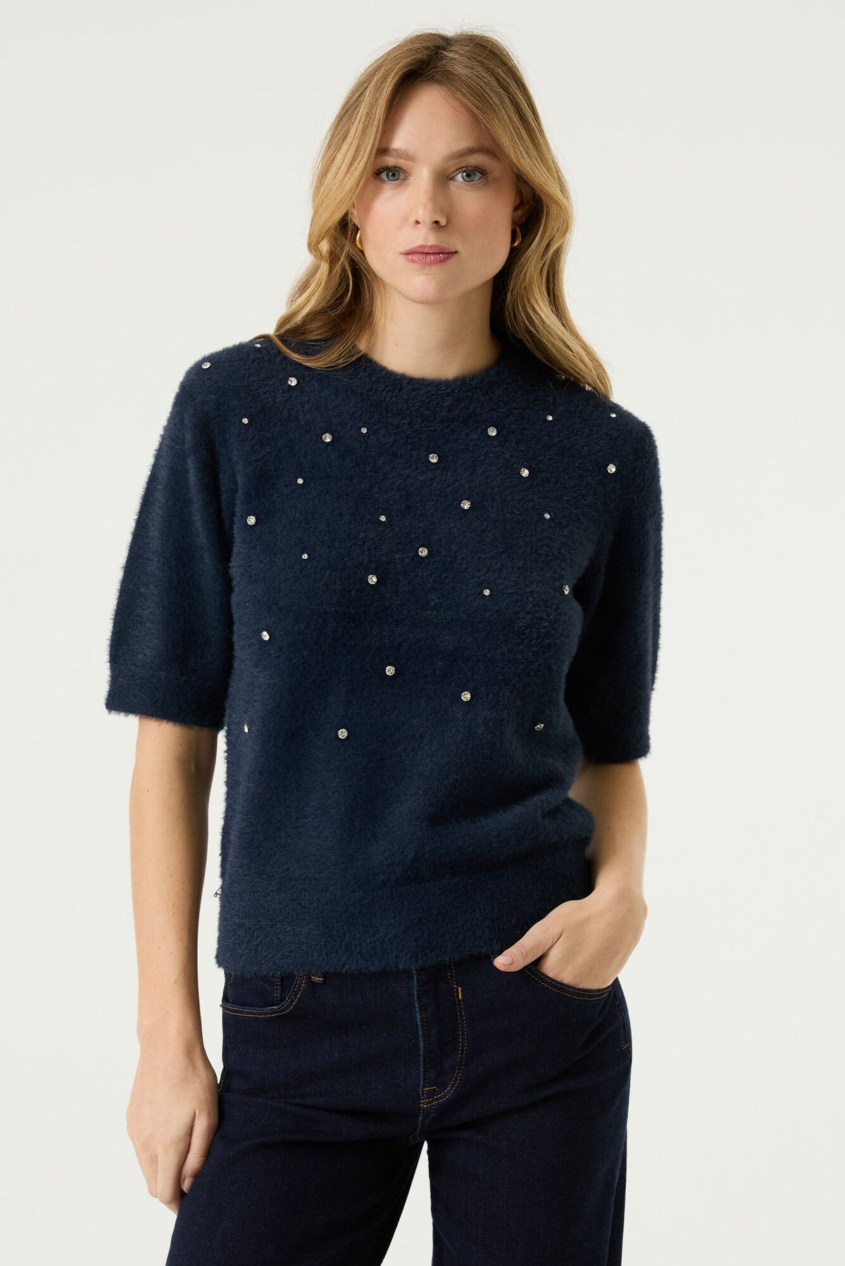 Garcia Sapphire Mist Fluffy Embellished Supersoft Knit, U260041