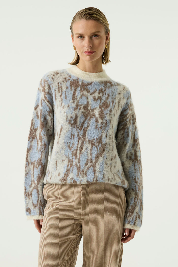 Garcia Cream Abstract Printed Cosy Knit, U260047 