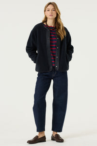 Garcia Sapphire Mist Teddy Jacket with Faux Leather Trim, U260091