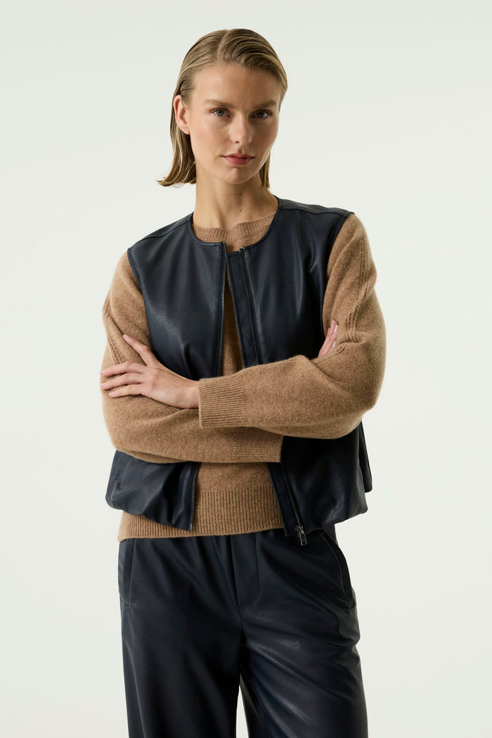 Garcia Sapphire Mist Faux Leather Gilet, U260094
