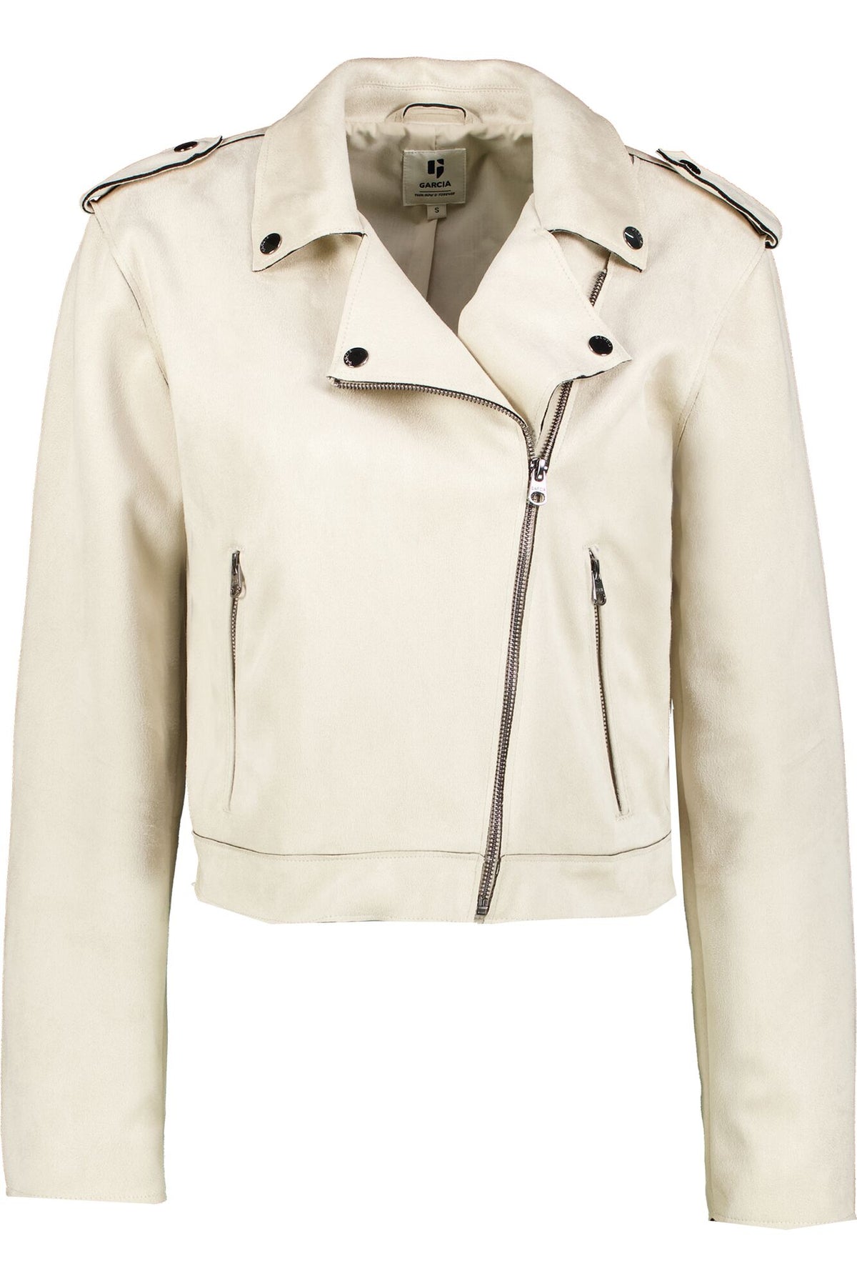 Garcia Cream Faux Suede Biker Jacket, U40091