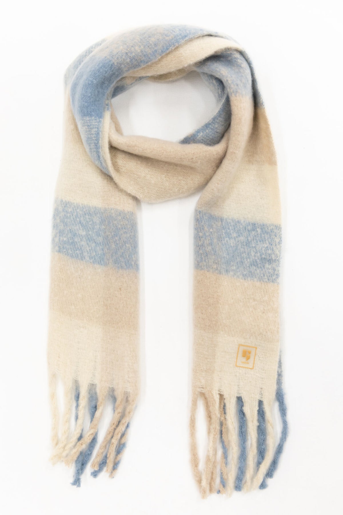 Garcia Faded Denim Supersoft Knitted Check Scarf, U40135