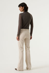 Garcia Graphite Mist Velvet Polka Dot Long Sleeve Mesh Top, V260213