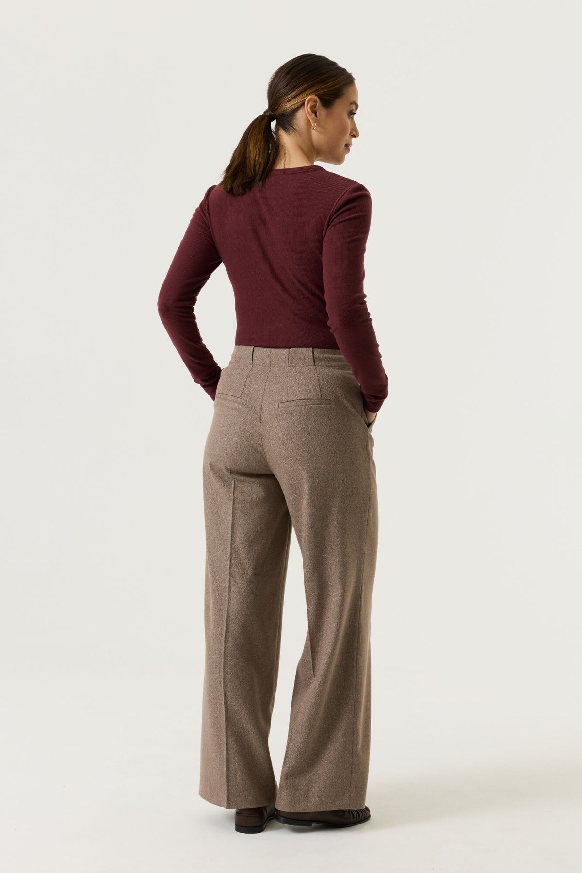 Garcia Rosewood Burgundy Long Sleeve Supersoft Fitted Top