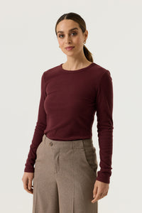 Garcia Rosewood Burgundy Long Sleeve Supersoft Fitted Top
