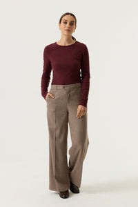 Garcia Rosewood Burgundy Long Sleeve Supersoft Fitted Top