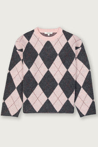 Garcia Baby Pink/Burgundy Argyle Relaxed Fit Knit, V260241