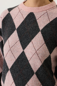 Garcia Baby Pink/Burgundy Argyle Relaxed Fit Knit, V260241