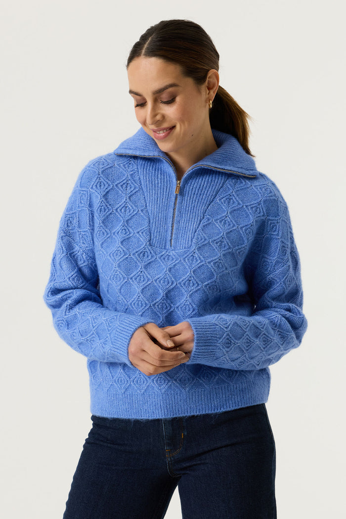 Garcia Ultramarine Blue Supersoft Cosy Half Zip Knit, V260242