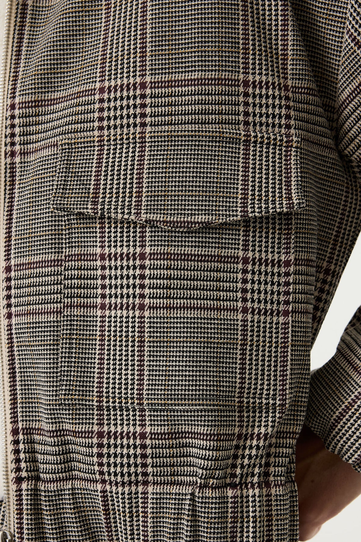 Garcia Burgundy Check Bomber Jacket
