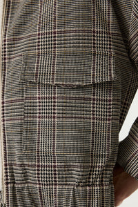 Garcia Burgundy Check Bomber Jacket
