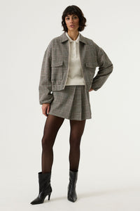 Garcia Burgundy Check Bomber Jacket