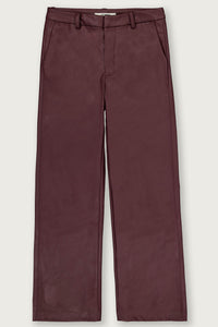 Garcia Rosewood Burgundy Faux Leather Wide Leg Trousers, V260313