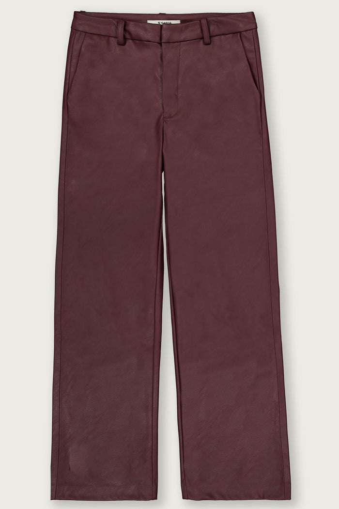 Garcia Rosewood Burgundy Faux Leather Wide Leg Trousers, V260313