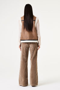 Garcia Taupe Suede Teddy Fleece Gilet,  V40290