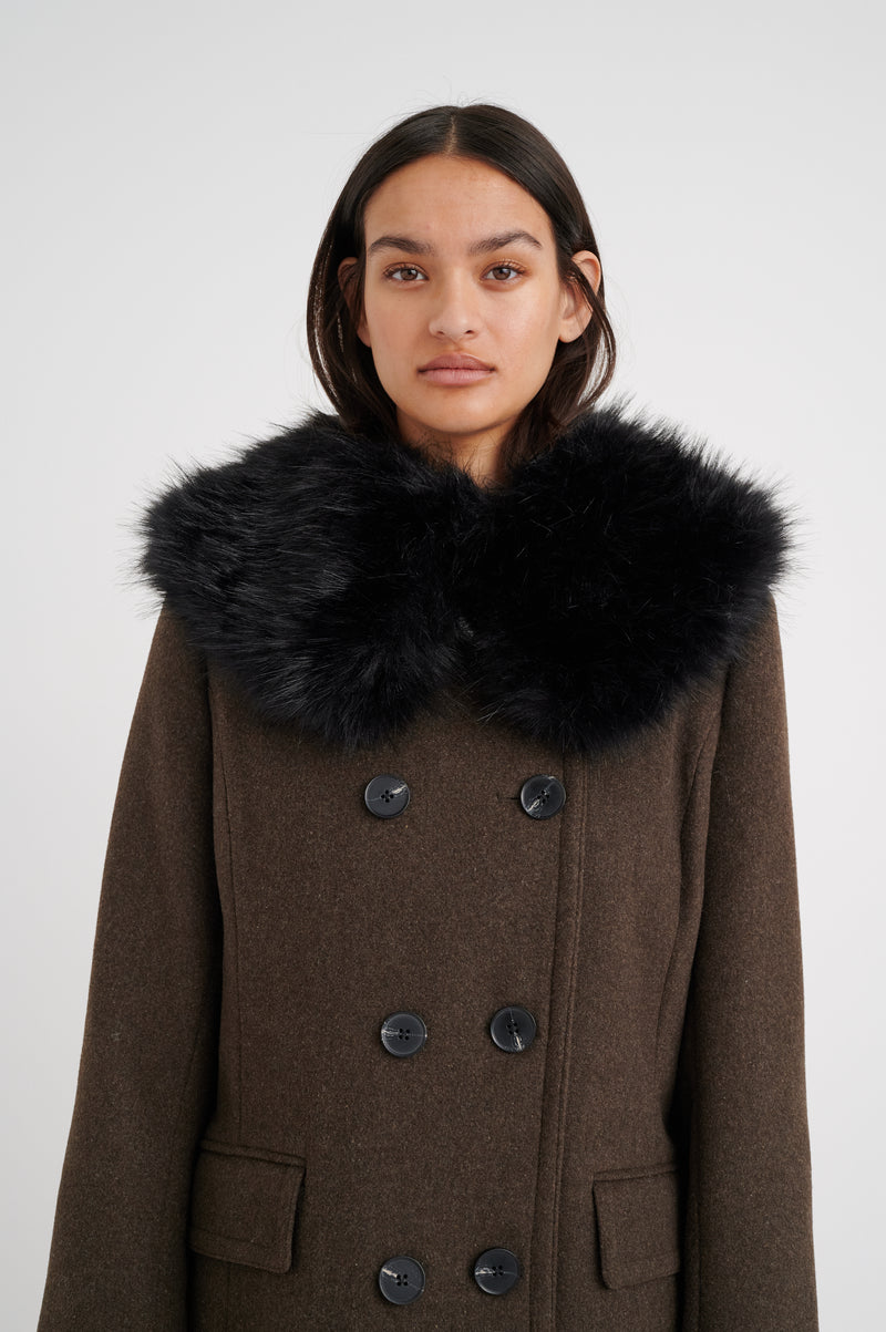 InWear Jayla Black Faux Fur Collar, 30107425