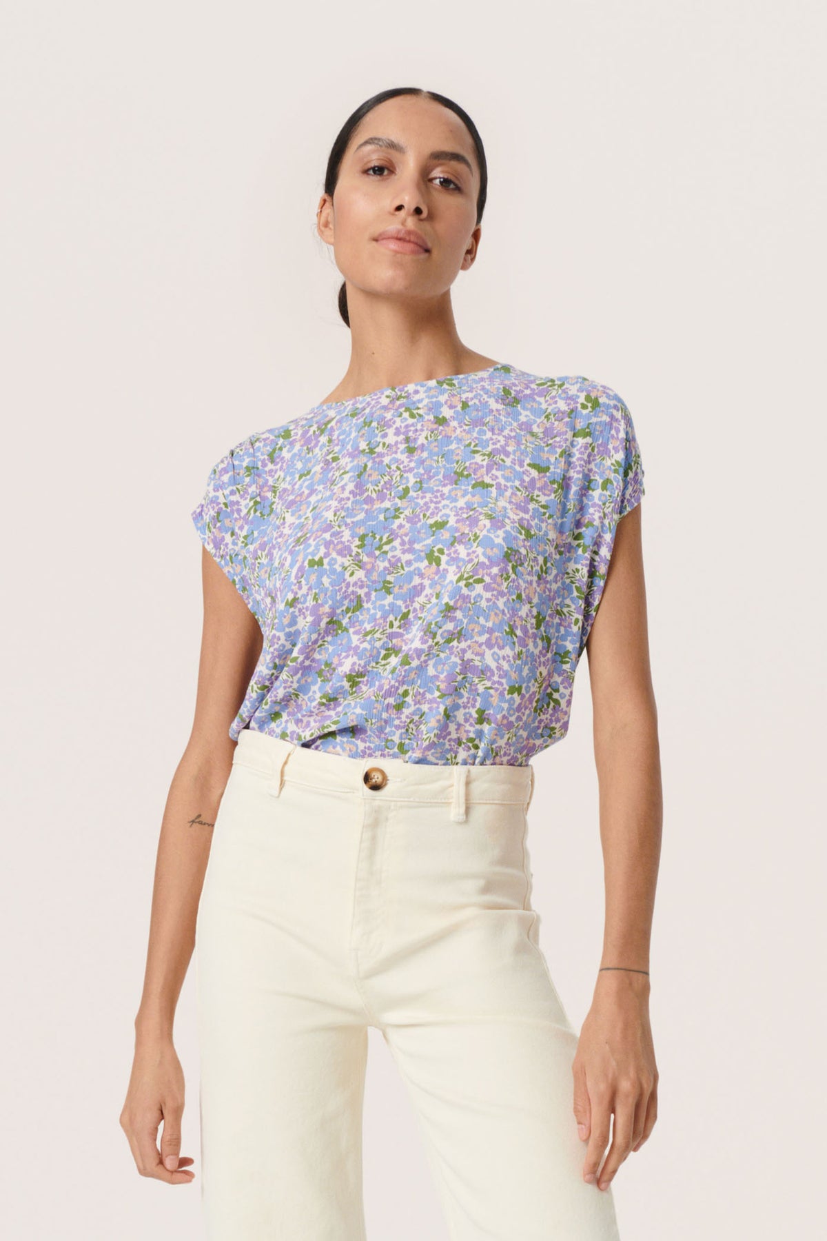 Soaked in Luxury Zaya Lavender Flickering Floral Print Top, 30403130