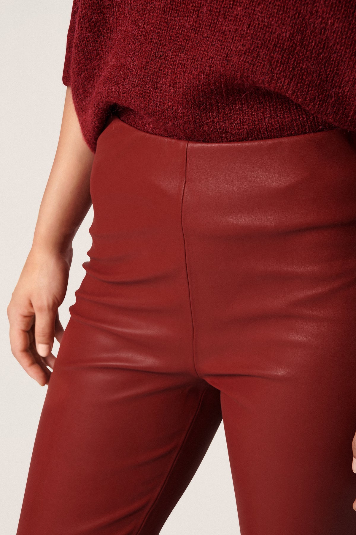 Soaked in Luxury Kaylee Rhubarb PU Kickflare Trousers, 30404598