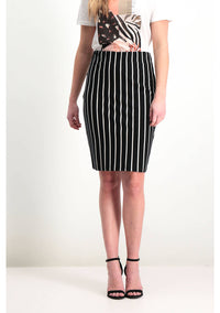 Garcia Black Striped Pencil Skirt, P80327 freeshipping - Ruby 67 Boutique