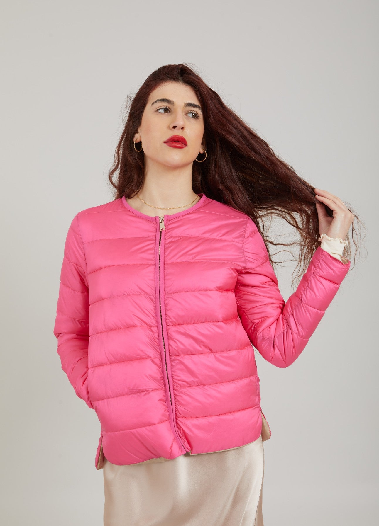 Light pink 2024 quilted jacket