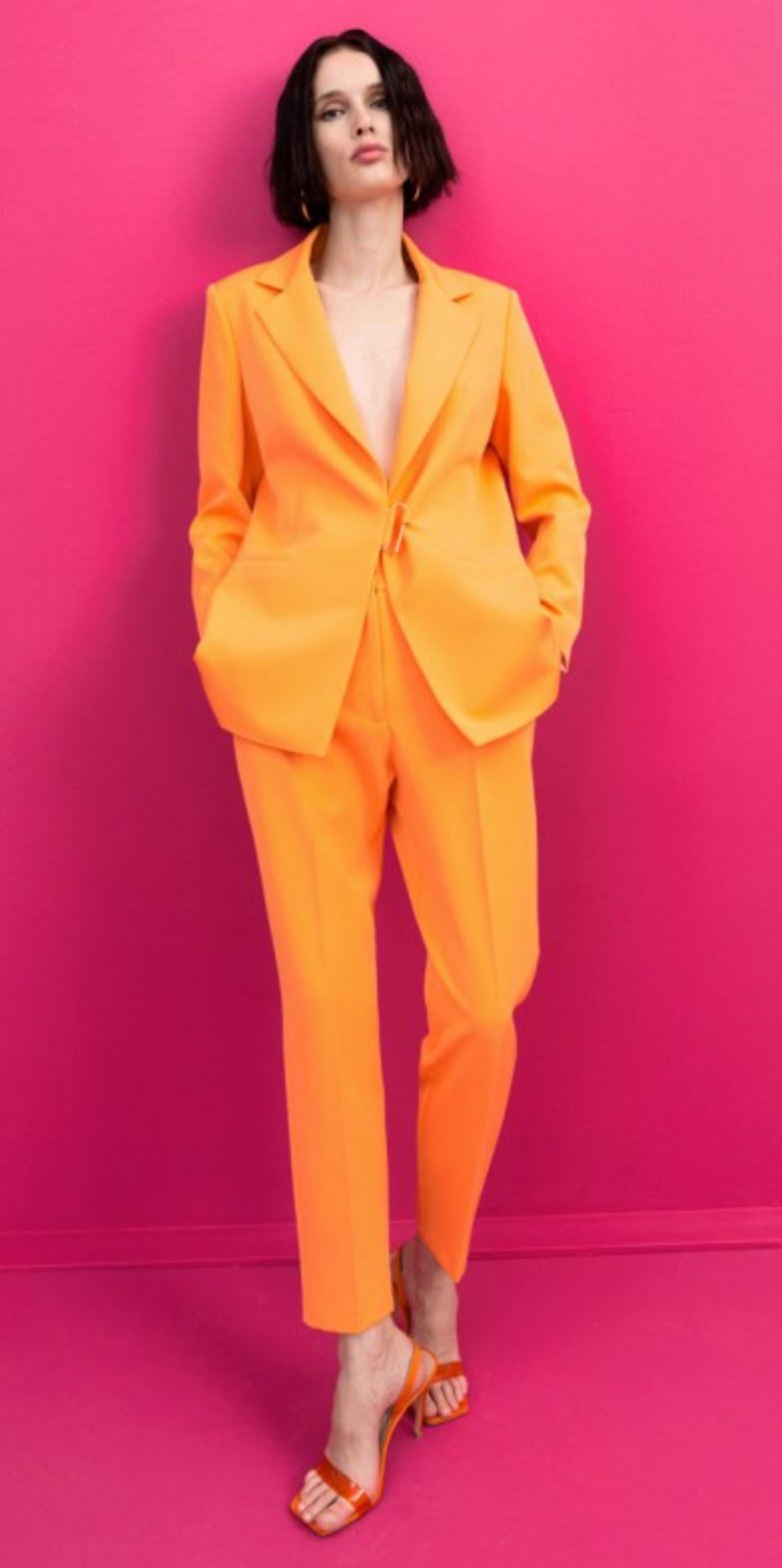 Access Fashion Orange Crepe Cigarette Trousers, 33-5040