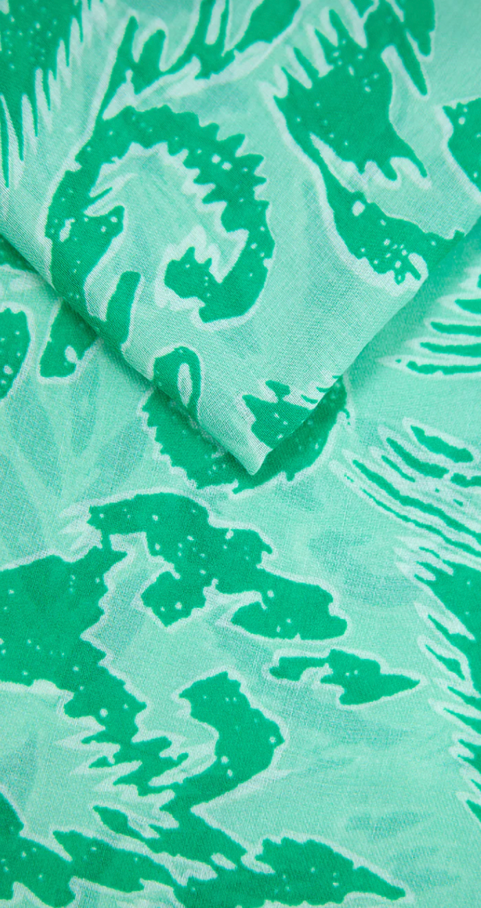 Ruby 67 Green Sketched Leaf Print Scarf, 2072GR