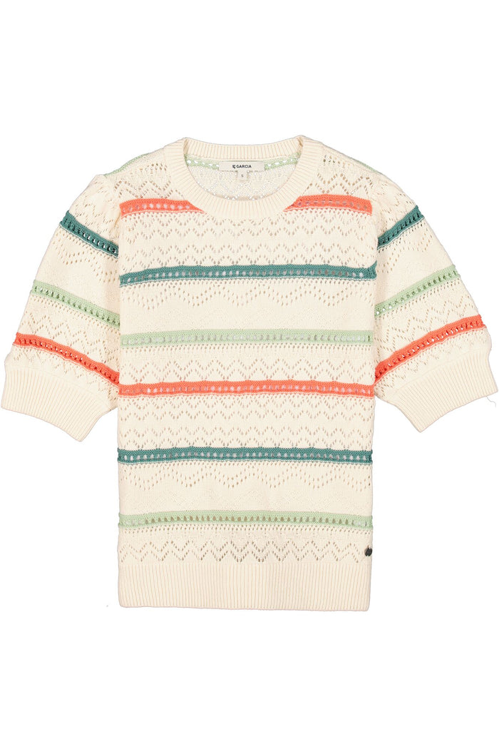 Garcia Cream Embroidered Stripe Knit, B30241