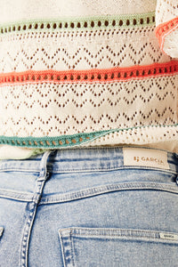 Garcia Cream Embroidered Stripe Knit, B30241