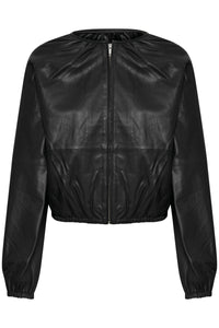 InWear Cadix Black Leather Bomber Jacket freeshipping - Ruby 67 Boutique