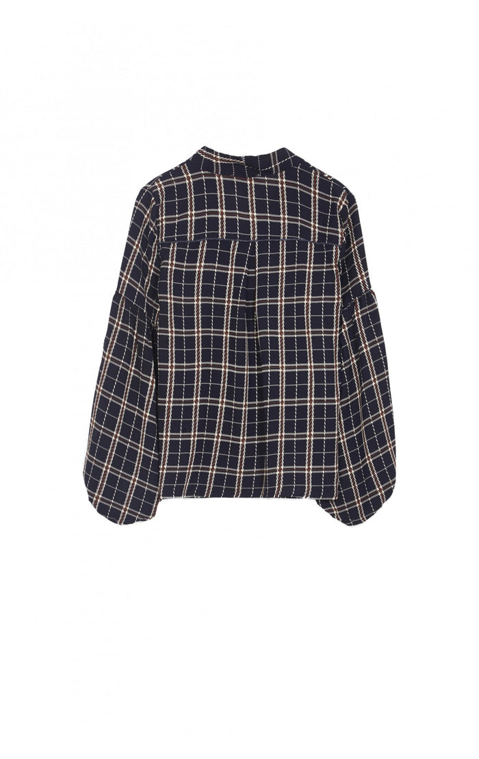 Grace and Mila Reaction Navy Checked Blouse freeshipping - Ruby 67 Boutique