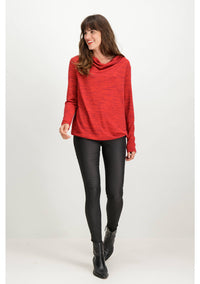 Garcia Red Top with Waterfall Neckline freeshipping - Ruby 67 Boutique