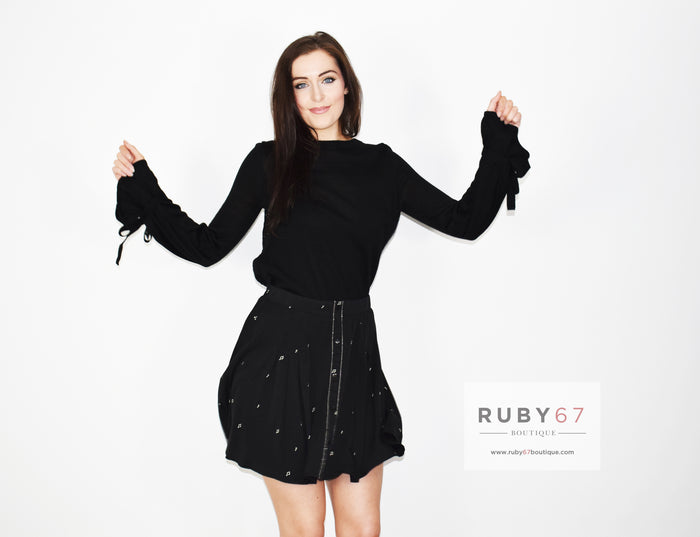 Otto Black Skirt with Musical Note freeshipping - Ruby 67 Boutique