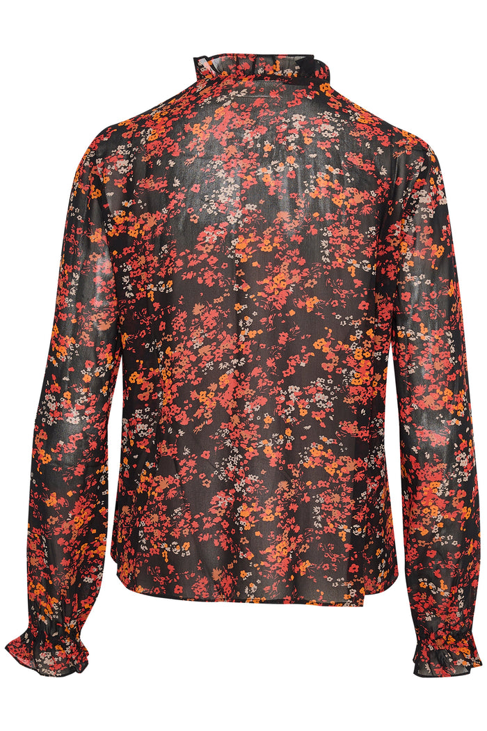 InWear Red Dried Flowers Barbel Blouse freeshipping - Ruby 67 Boutique